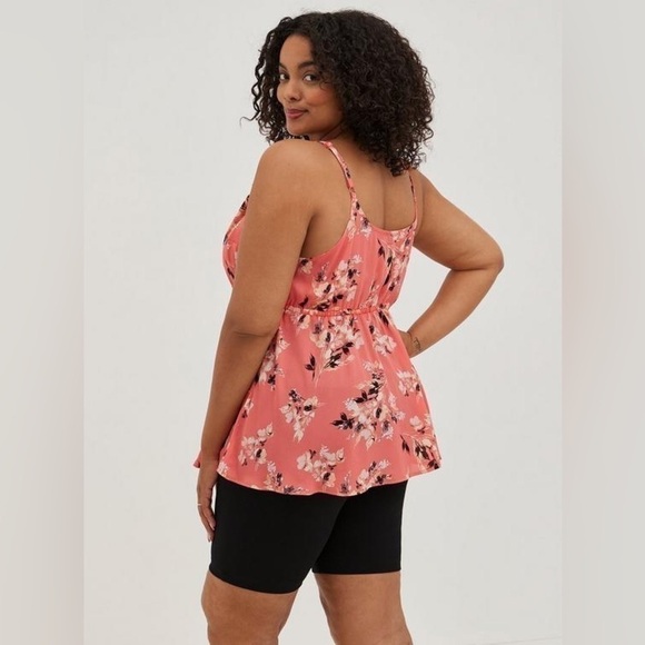 Torrid Coral Georgette Ruffle Front Floral Animal Print Adjustable Cami - Picture 4 of 11